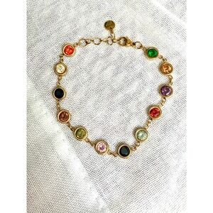 Multicolor CZ Bezel Bracelet | 18K Yellow Gold PVD‎ TS Eras Inspired Bracelet